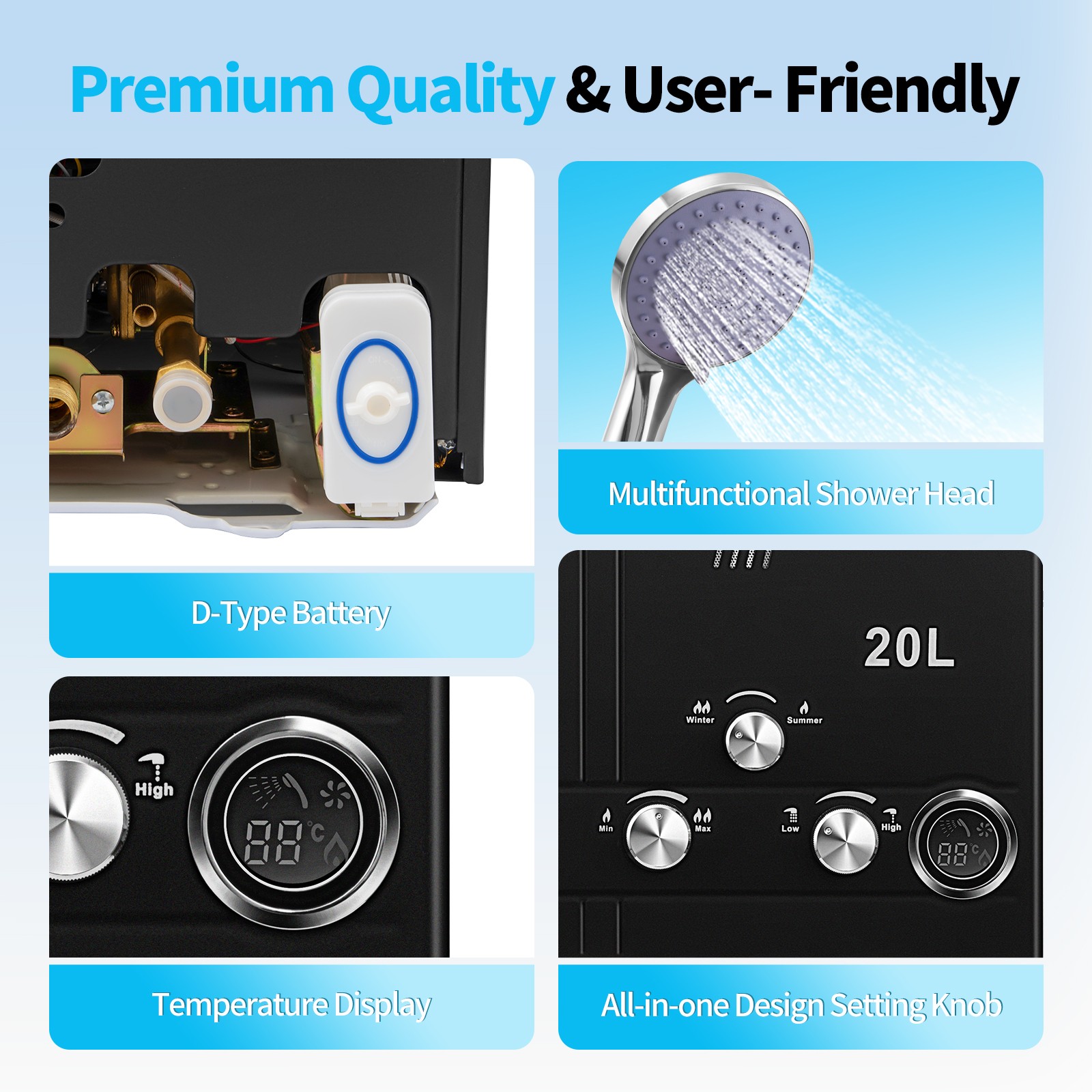 20L 5.26GPM Tankless Propane Gas Hot Water Heater On-Demand Instant Boiler