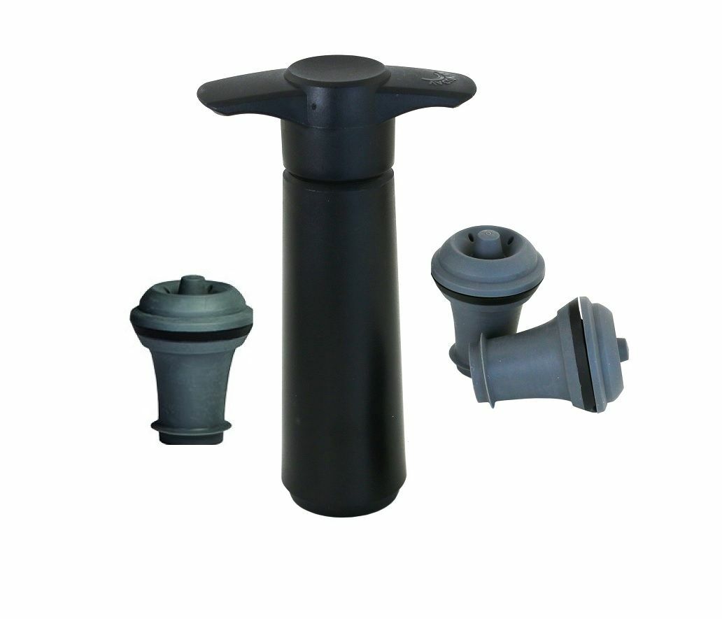 4 Piece Vacu Vin Wine Preserver VACUUM CORK BAR KIT 1 Pump & 3 Bottle Stoppers
