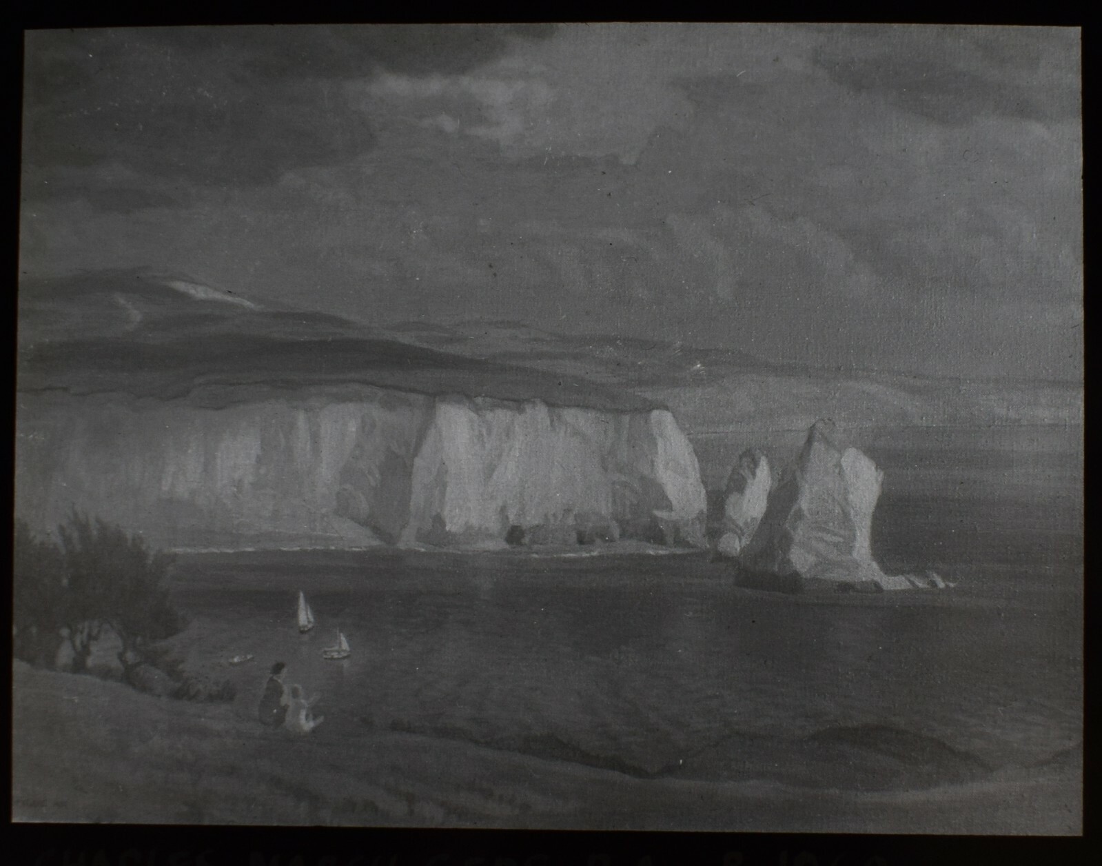 VINTAGE Magic Lantern Slide ISLE OF WIGHT BAY CHARLES MARCH GERE C1950 ART PHOTO