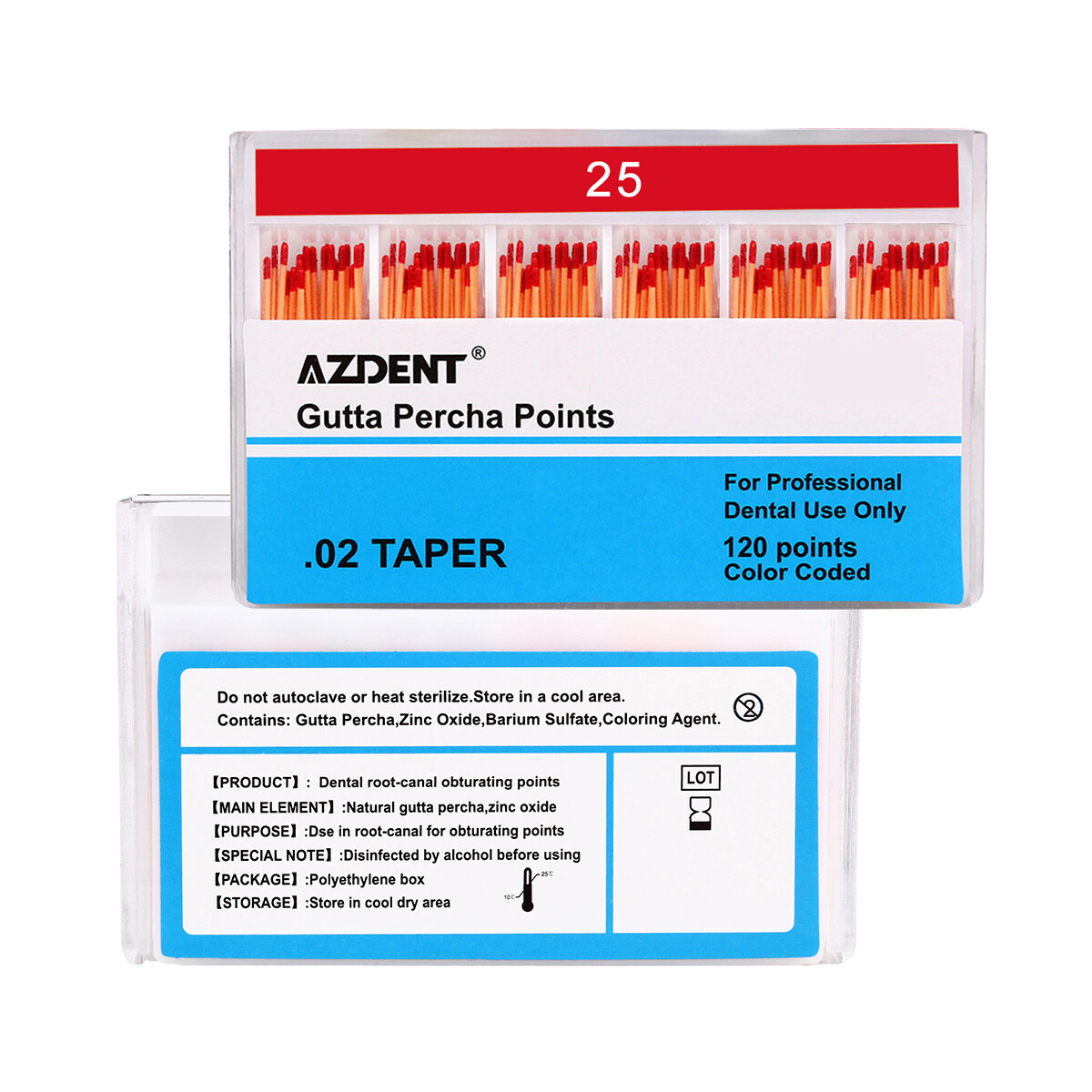 AZDENT Dental Gutta Percha Points.02/.04/.06 Taper For Root Canal Endo Treatment