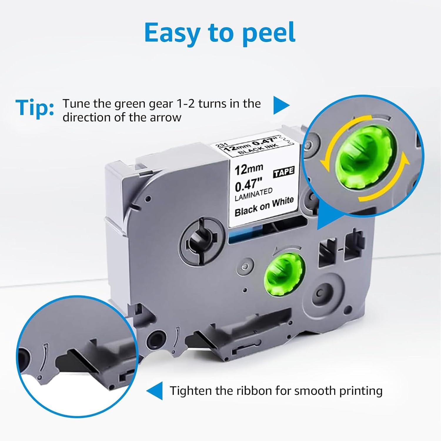 LabelUni TZe-231 Replace for Brother P-Touch TZ TZe 1/2" Tape for PT-D210,5 PK