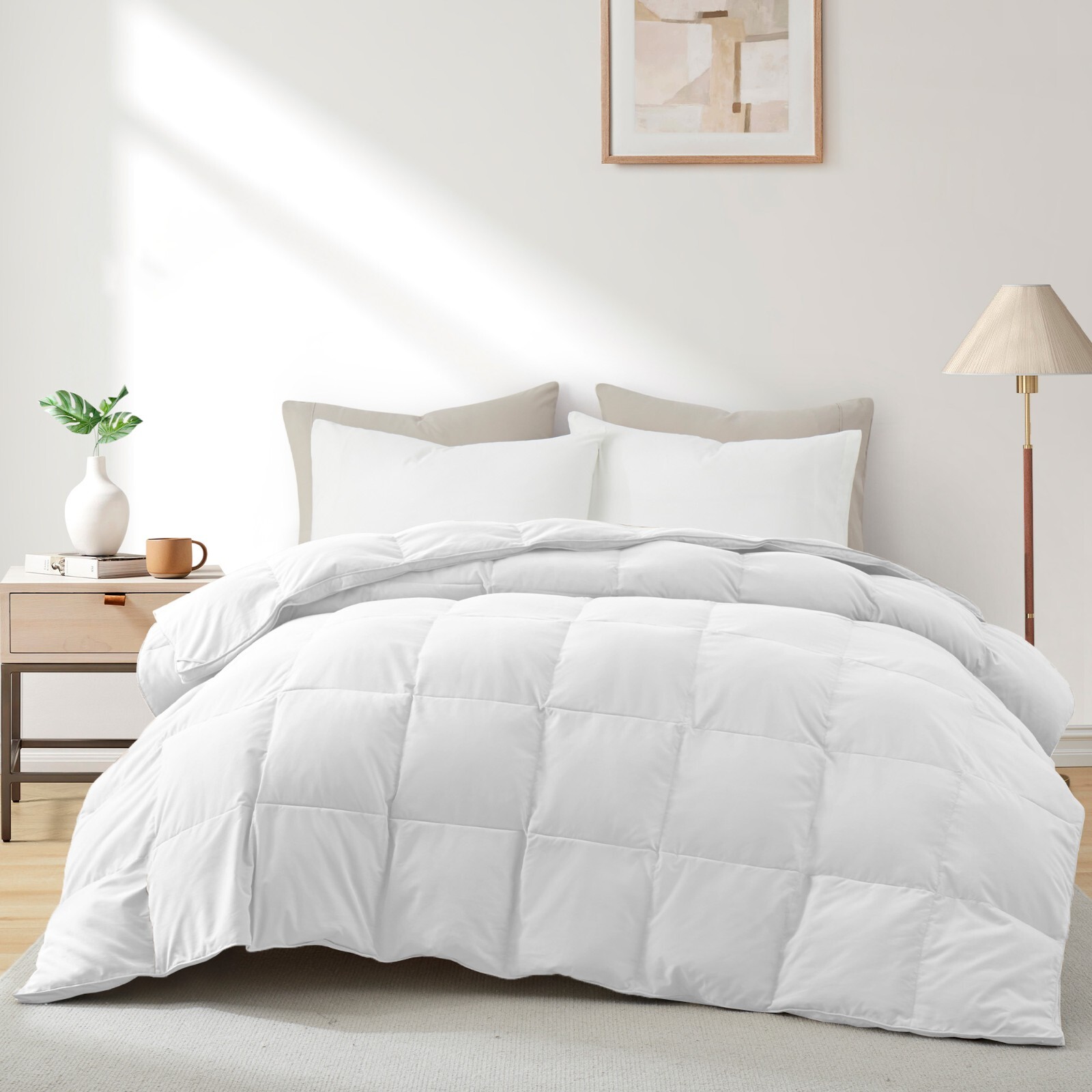 Oversized Down Feather Comforter Moisture-wicking Cozy , King or Queen Blanket