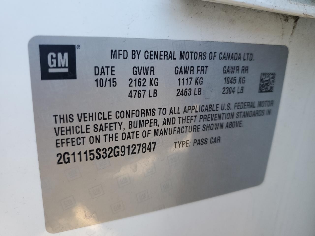 Used Front Right Door Assembly Front fits: 2016 Chevrolet Impala LS R. Front Rig