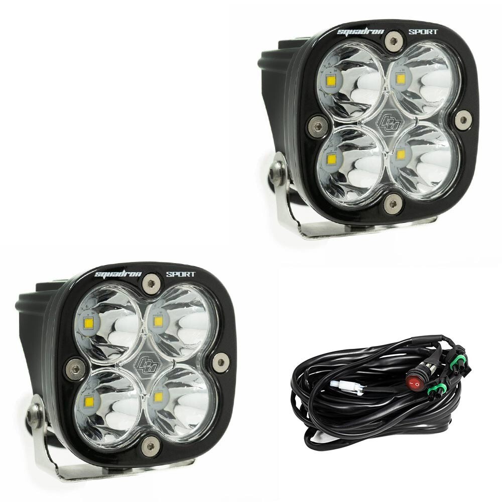 Baja Designs® Squadron Sport™ Spot Clear 3" LED Light Fog Pod Kit Pair w/Harness