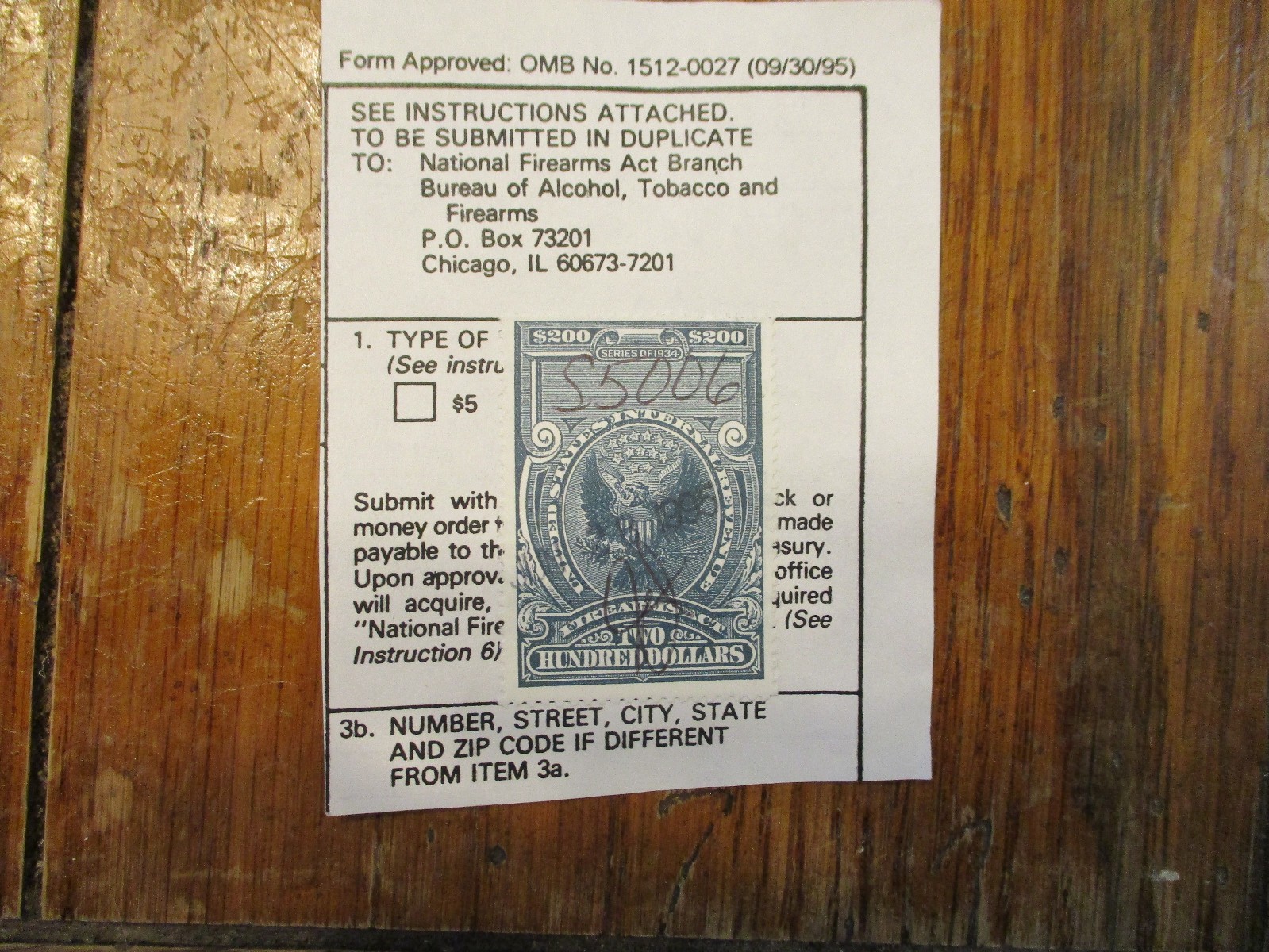 NFA Tax Stamp Firearm Machine Gun $200 revenue ATF