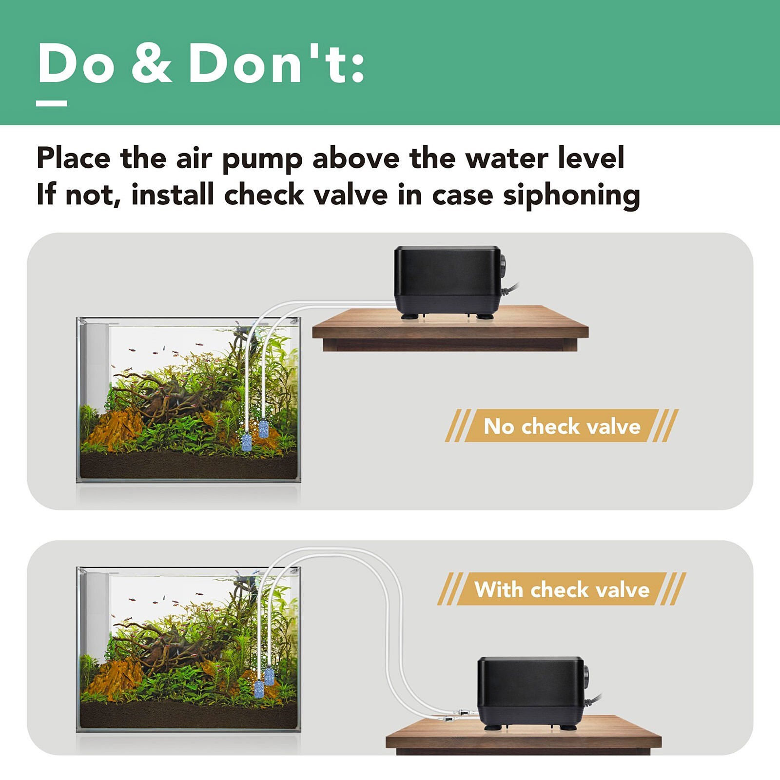 hygger 5W/10W Dual Outlet Aquarium Air Pump Silent Adjustable Oxygen Up to 150G