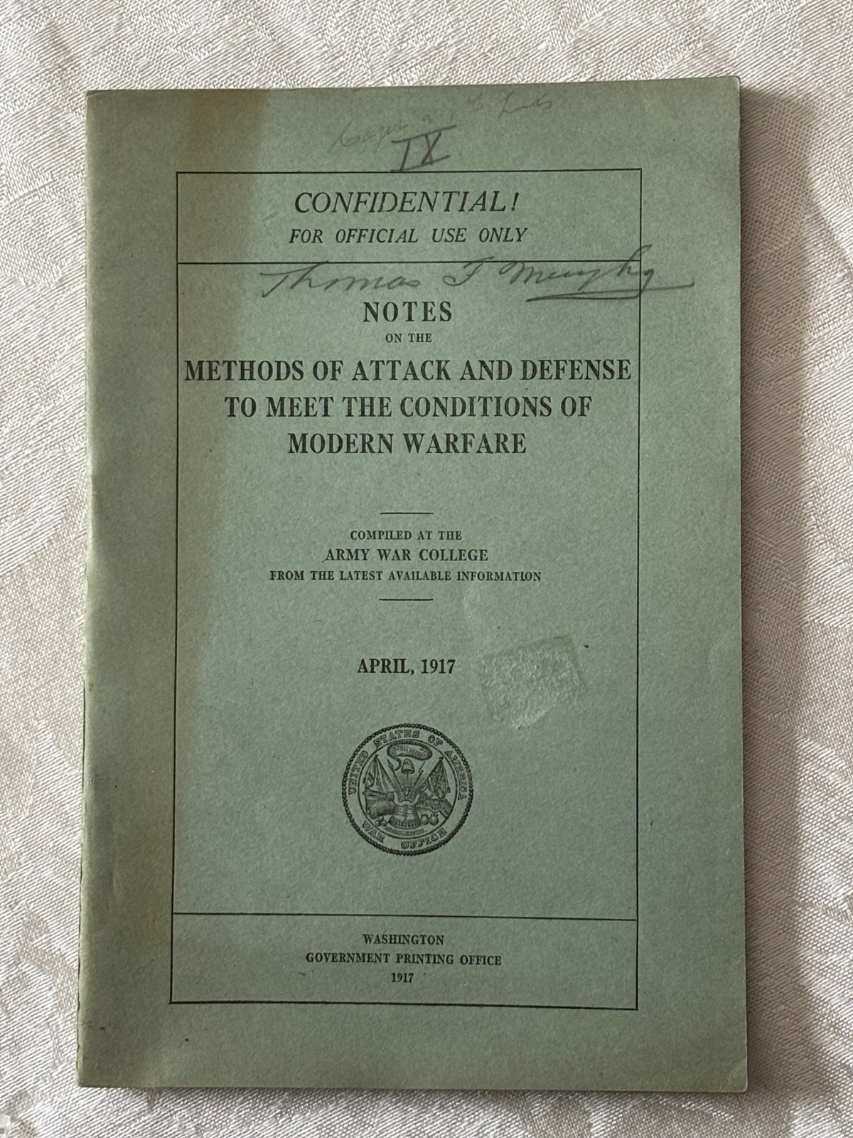 WW1, 7 Training & Review booklets from the U.S. Army War College, 1913 & 1917.