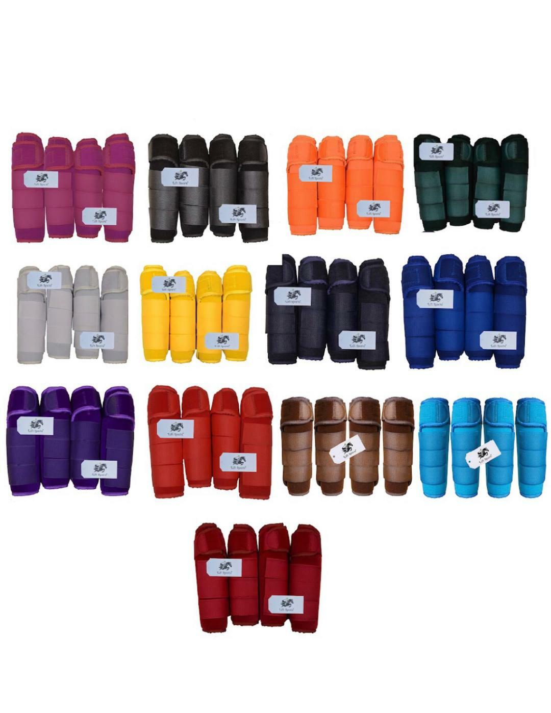 Horse Medicine Brushing Boots Leg Wrap Protection Set of 2 and 4 Sports Cob/Full