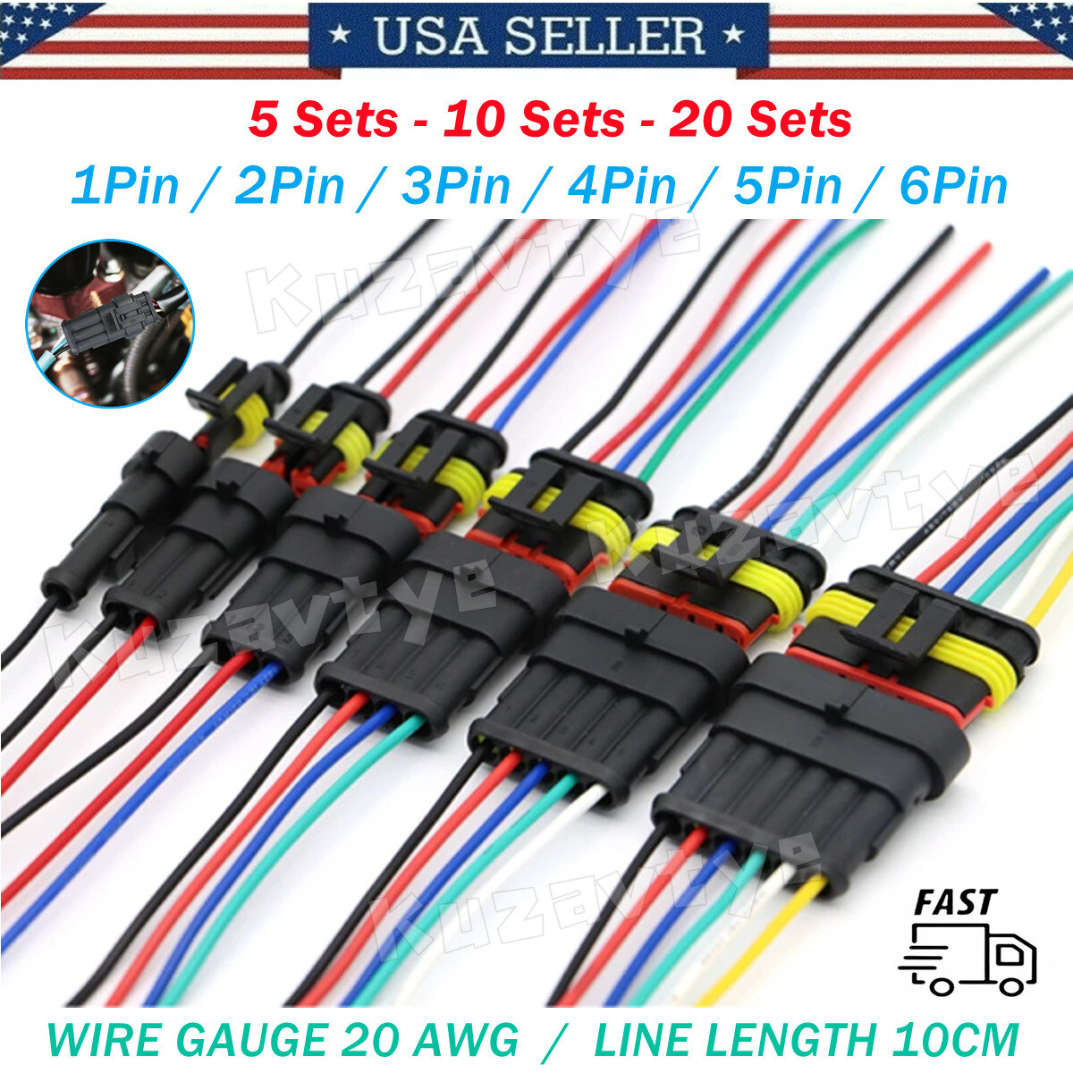 5/10 Sets Car Automotive Waterproof Electrical Wire Connector Plug 2/3/4/5/6 Pin