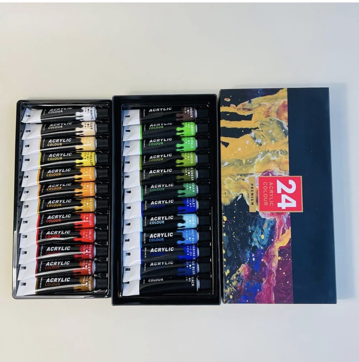 24 Color Acrylic Paint Set Hobby Model DIY Artists 12ml/tube