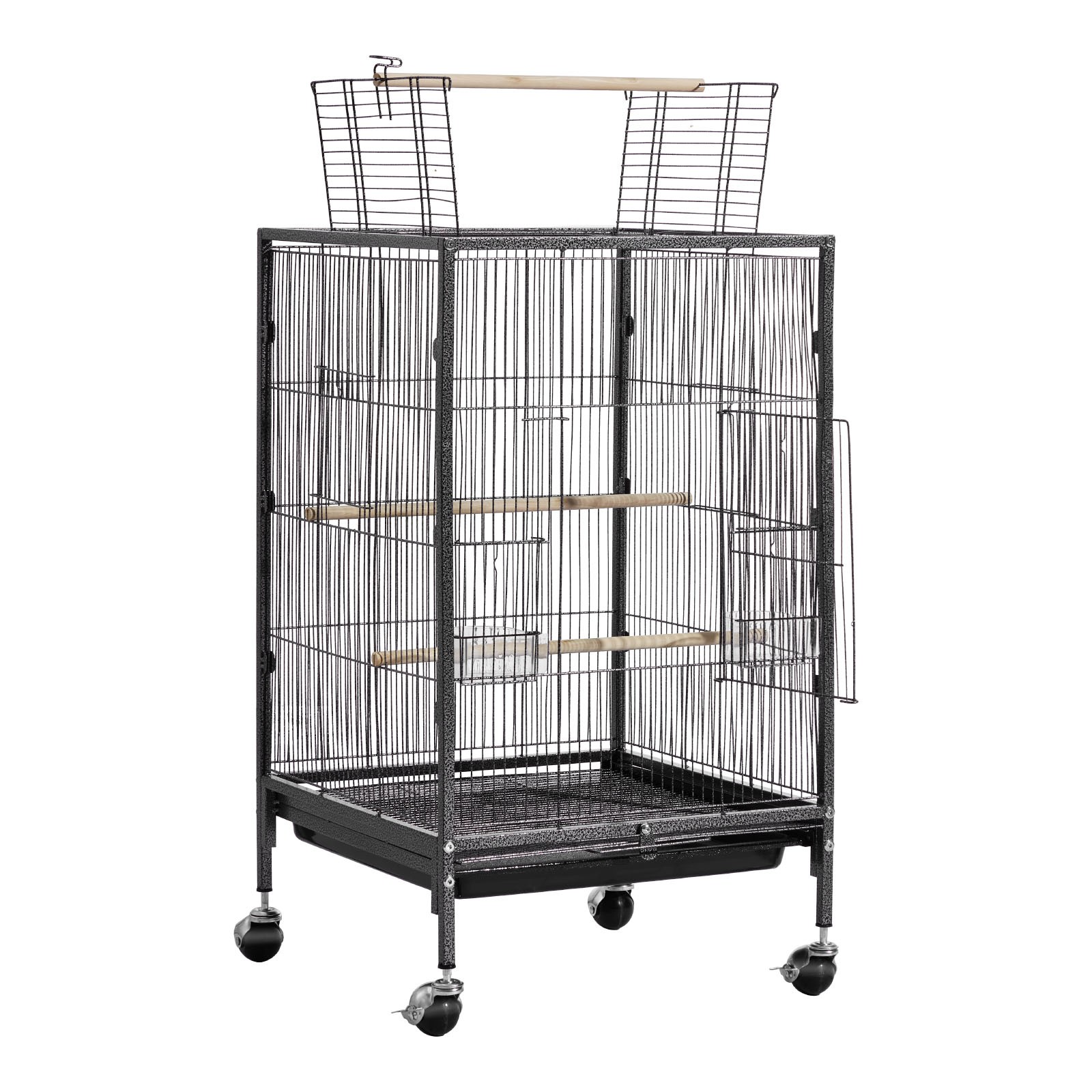 Uimoso Bird Cage with Open Flat Top, 18 x 18 x 30 inch, Wrought Iron Design