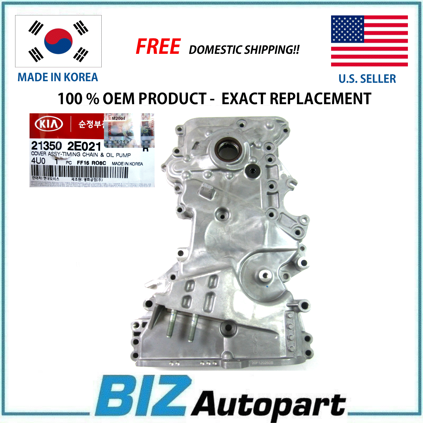 GENUINE TIMING CHAIN COVER FOR 11-15 ELANTRA SOUL 1.8L 2.0L 21350-2E021