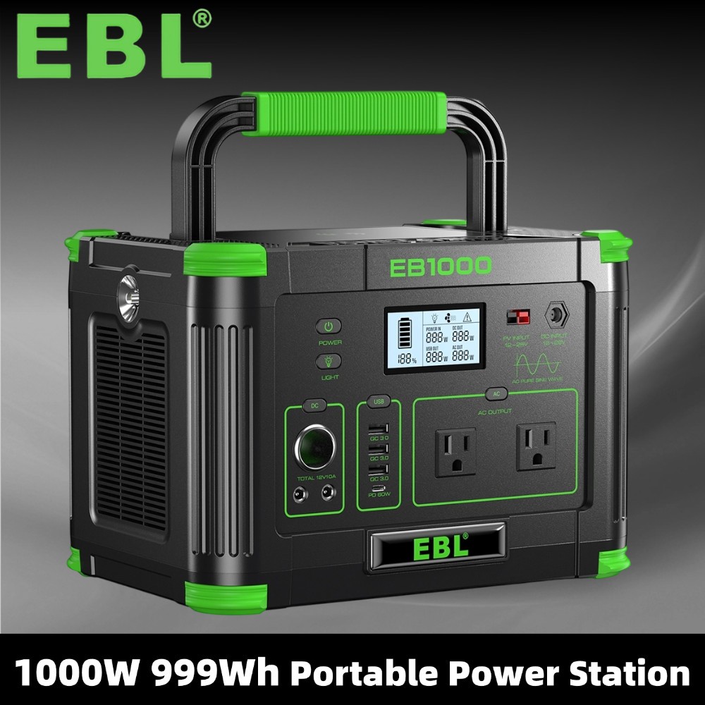 EBL 1000W/999Wh LiFePO4 Lithium Battery Portable Power Station  Power Sup⁣ply