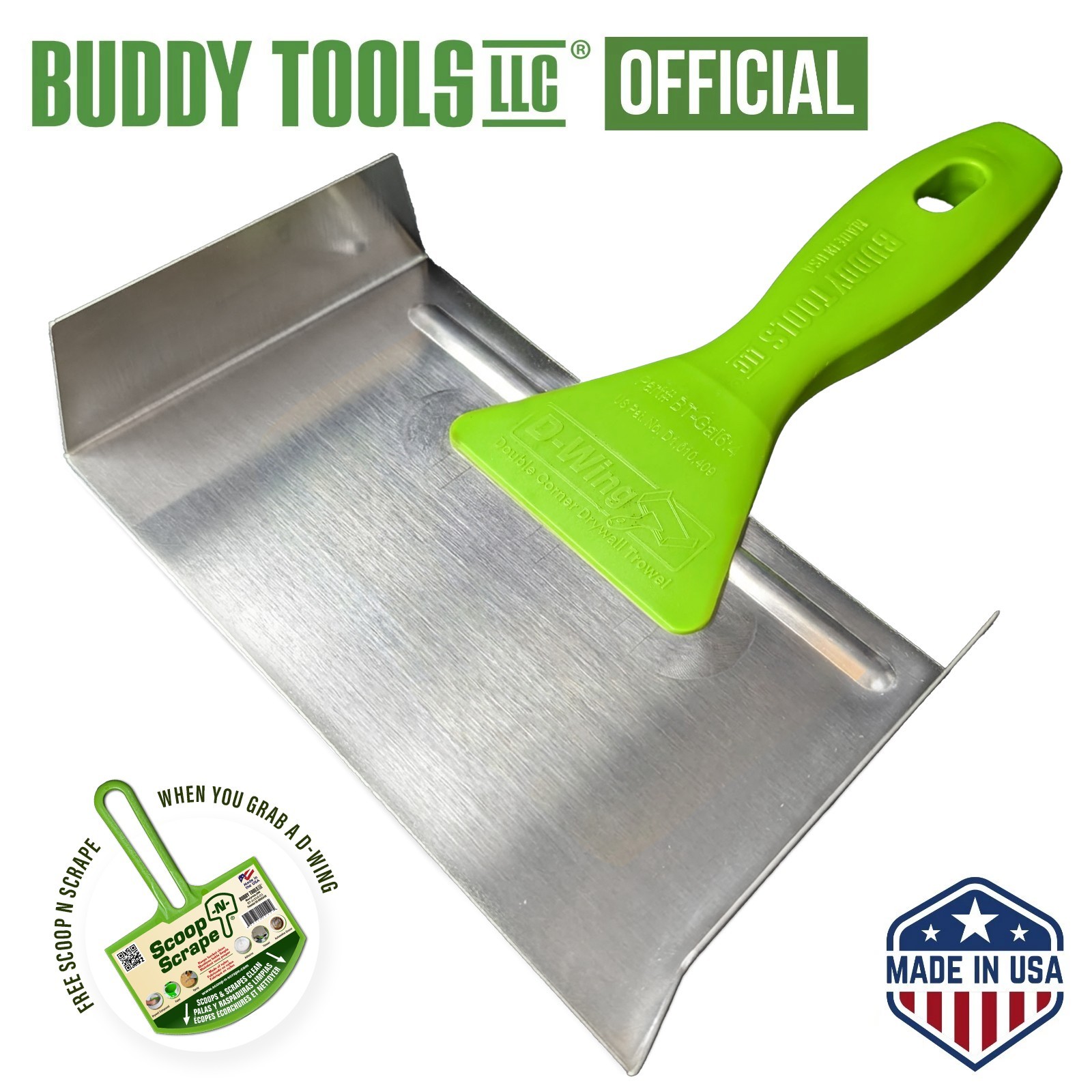 Buddy Tools D-Wing Corner Trowel – 7.5” Stainless Steel for Inside Corners - NEW