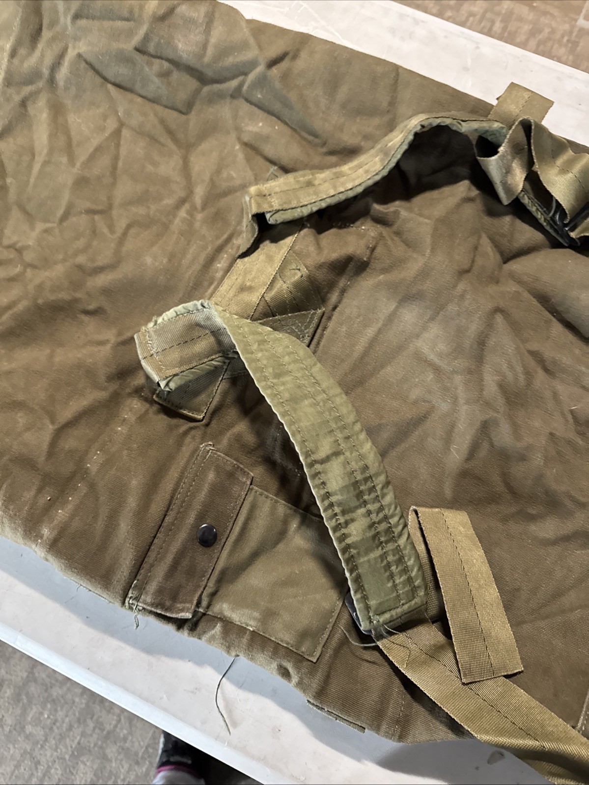 Vintage Military Canvas Duffle Bag US Army Green Carryall Sack Backpack