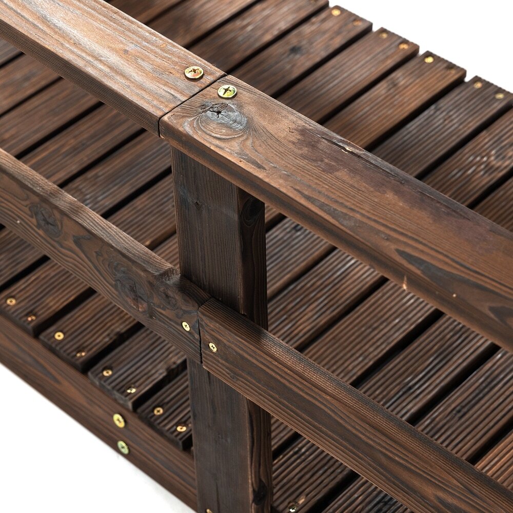 7-Foot Stained Finish Outdoor Garden Bridge Footpath Structure Side Rails