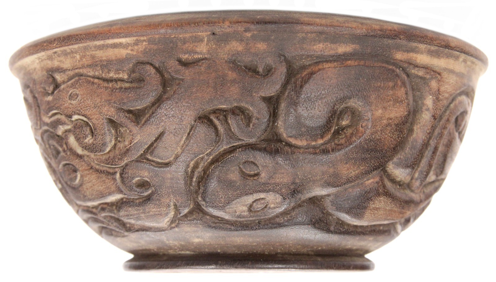 Vintage Carved Wooden Indonesian Dayak Bowl Borneo Lizard Ethnographic Carving