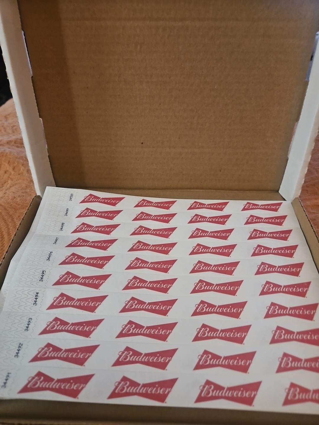 Budweiser Beer Logo Bar ID Age - Event Security Numbered Wristband - 50 Count