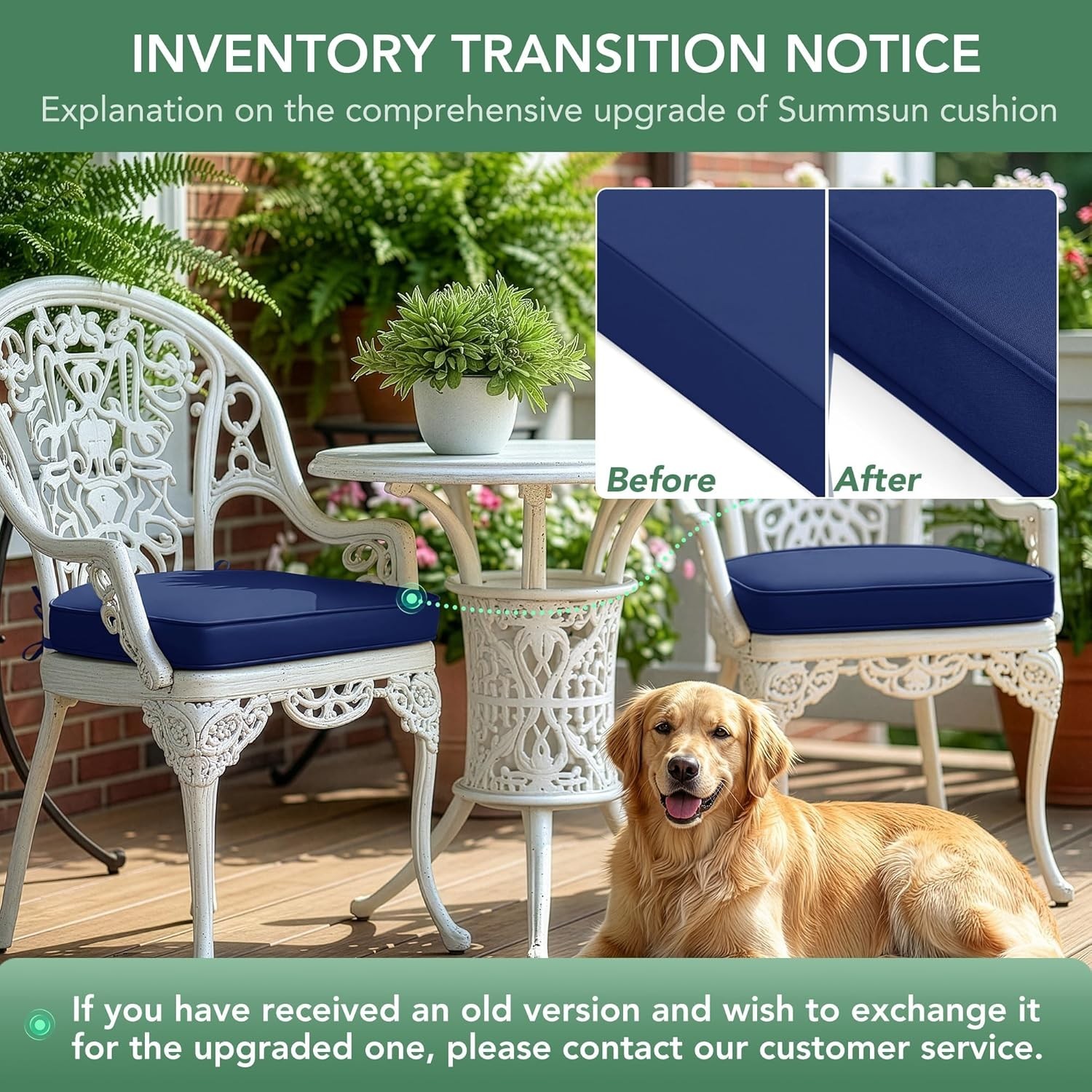 Outdoor Chair Cushions Set of 4, Outdoor Cushions for Patio Furniture, Water Res