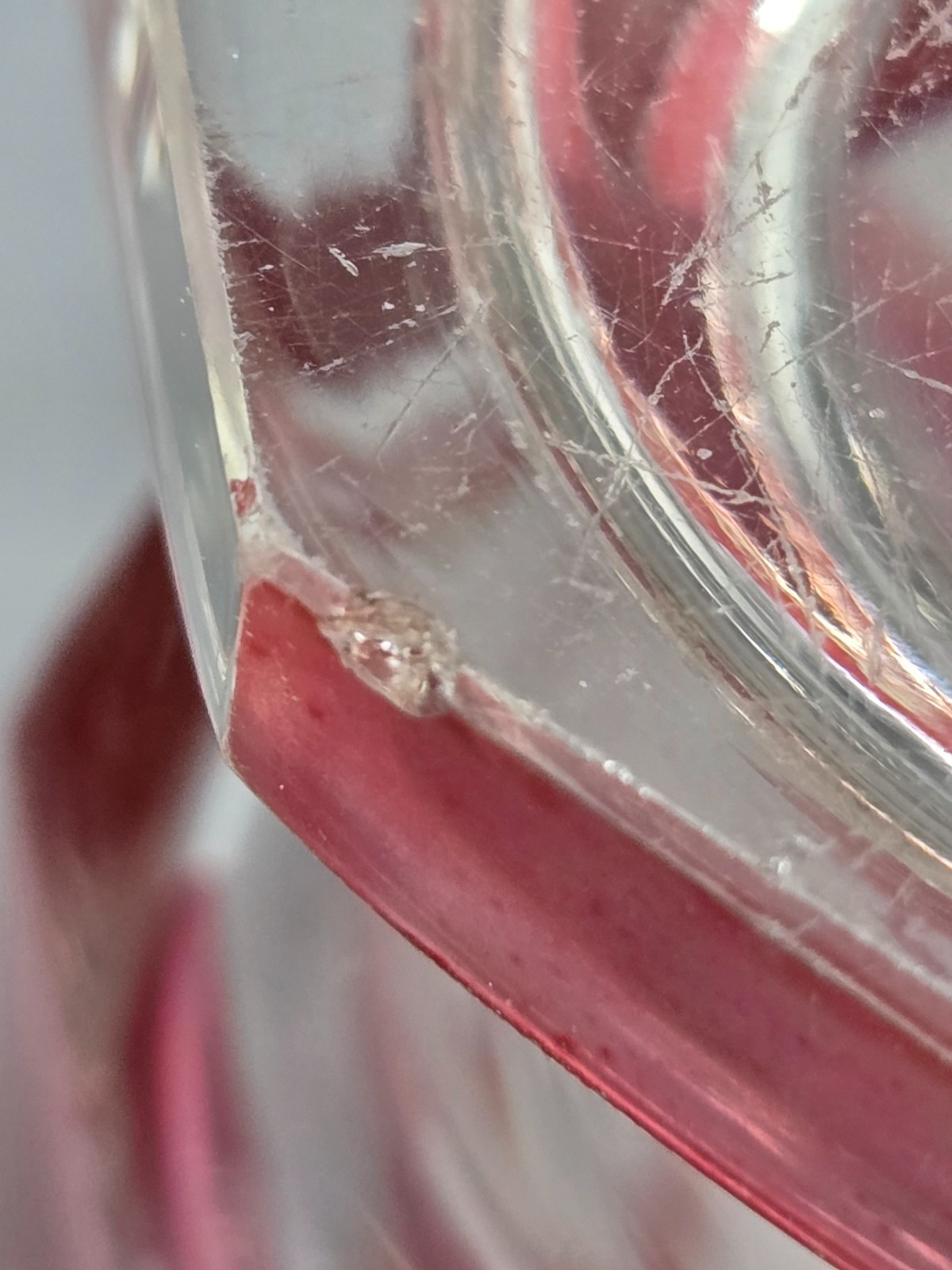 Bohemian Red Flashed Floral Etched Ale Glass