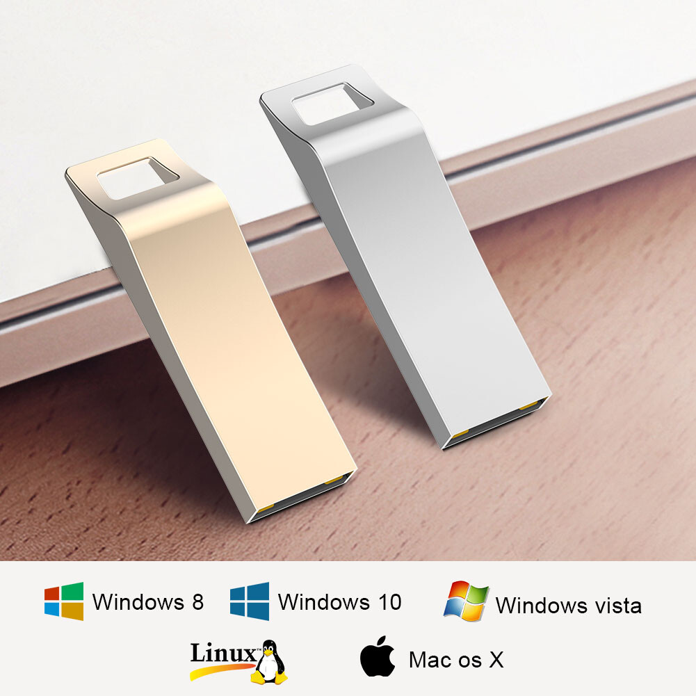 Kootion USB 2.0 2Pcs 32GB Metal Waterproof Flash Drives Memory Stick Gold+Silver