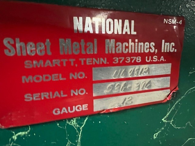 NATIONAL Box & Pan Brake - Model U4812