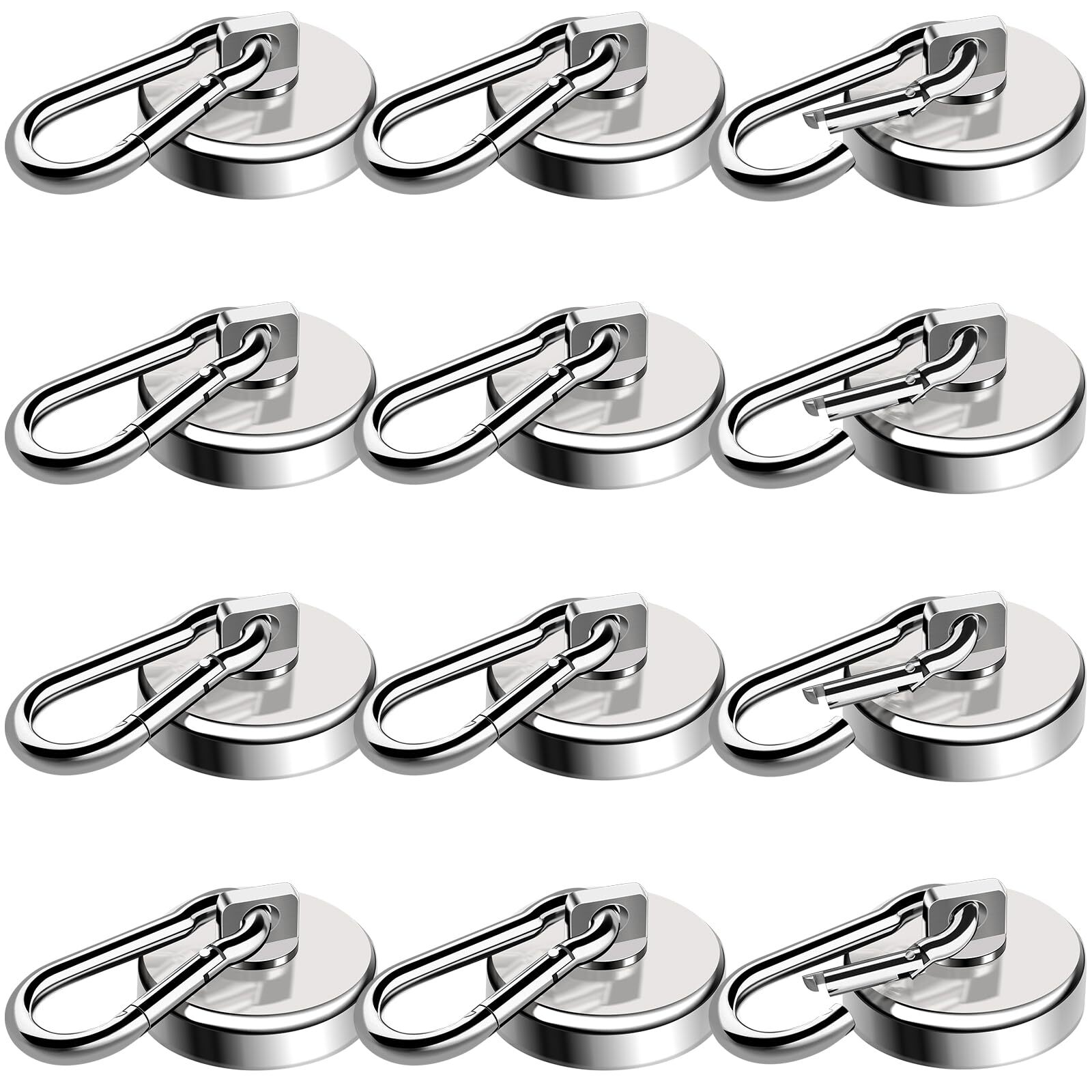 Magnetic Hooks 110LBS Heavy Duty 12-Pack Swivel Carabiner for Garage Kitchen
