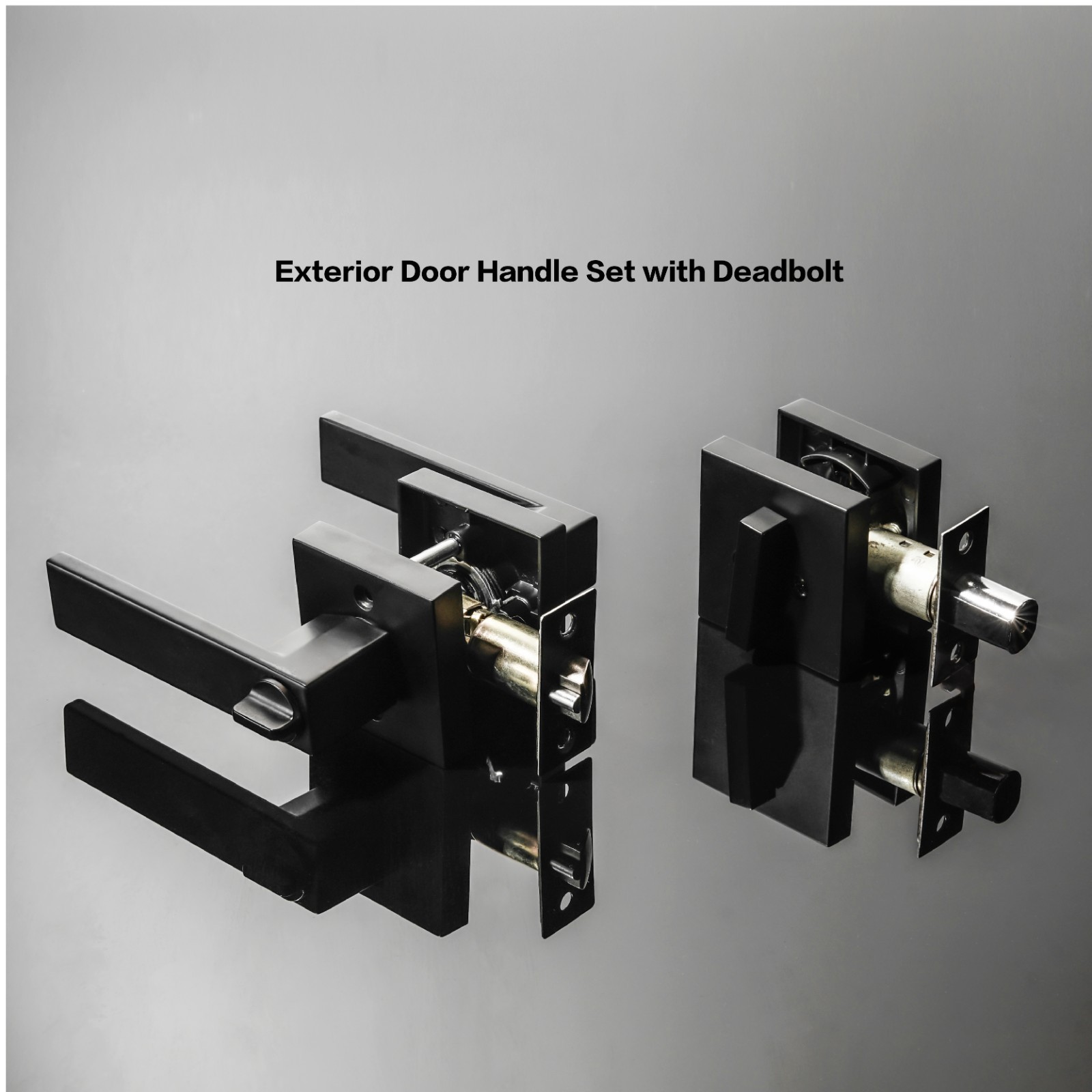 Front Door Lock Set,Keyed Alike Door Handle with Single Cylinder Deadbolt,Black