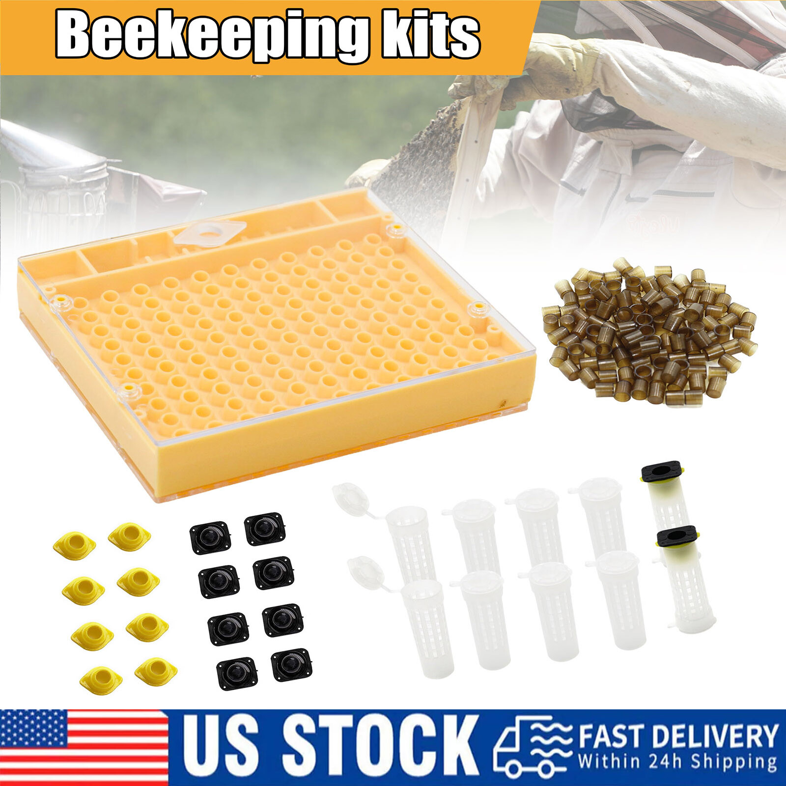138X Beekeeping Rearing Cup Kit Bee Queen Cages Roller Beekeeper Equipment Tool