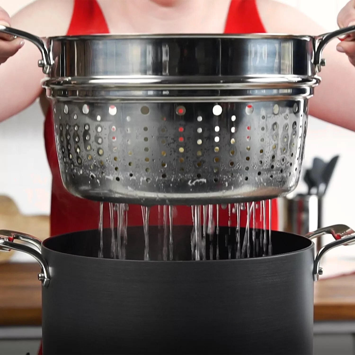 All-Clad Essentials 18/10 Stainless Steel 6.5-qt Colander.