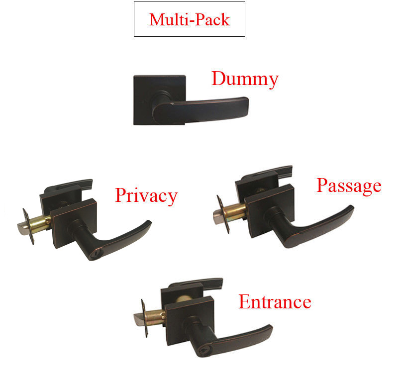 Oil Rubbed Bronze Door Handle Lever Square Base Knobs Privacy Key Locks Lock