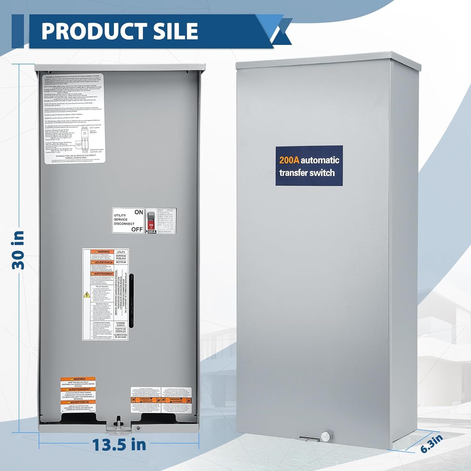 200 Amp Automatic Transfer Switch, 120/240V NEMA 3R Aluminum Enclosure