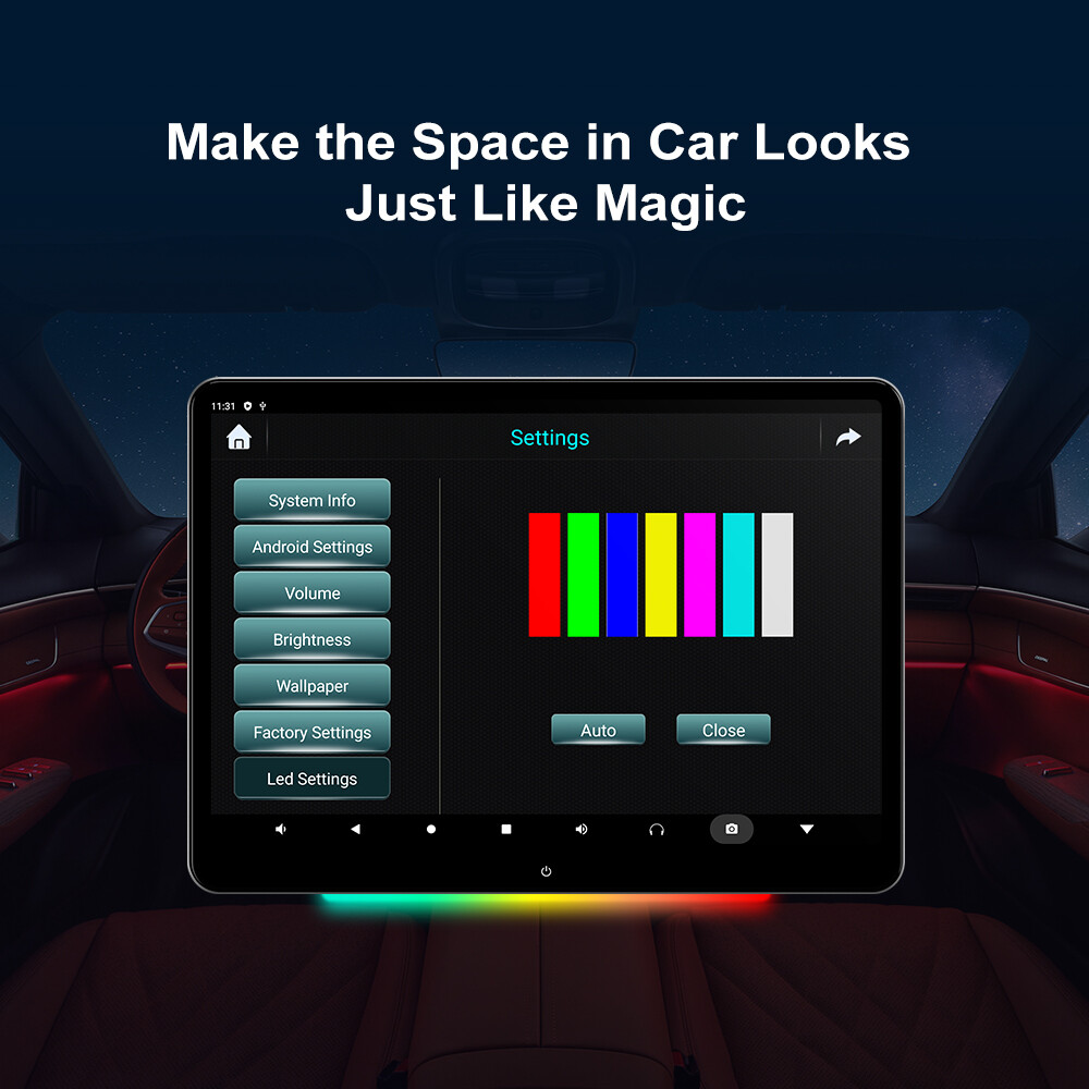 14" Android 64GB QHD Screen Car TV Backseat Headrest Monitor 4K WiFi +Headphones