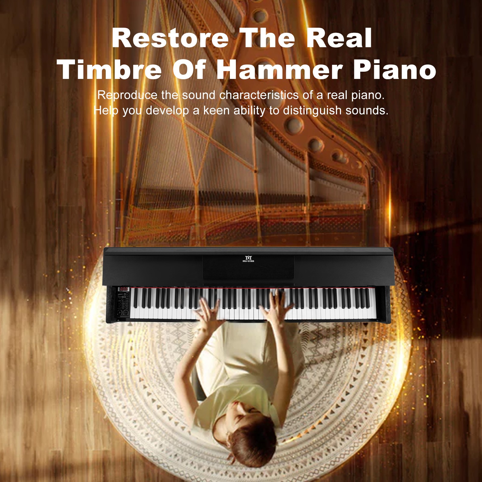 Black 88Key Full Size Weighted Hammer Action Digital Piano Keyboard with 3-Pedal