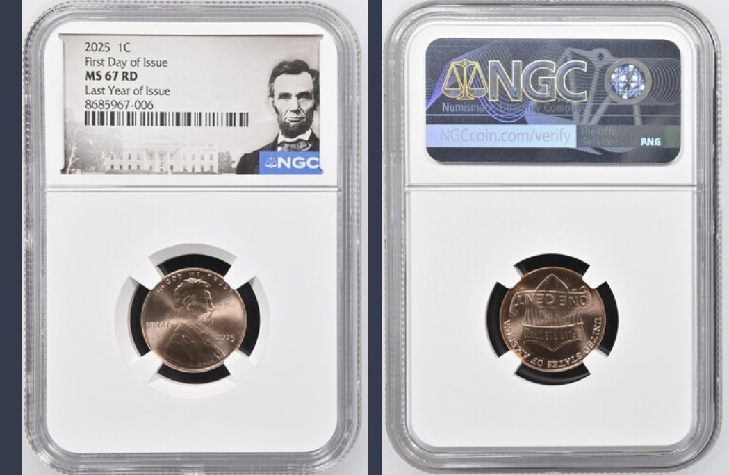 2025 P & D Lincoln Shield 1c Cent 2 Coin Set NGC MS67 RD LAST PENNY First Day %%