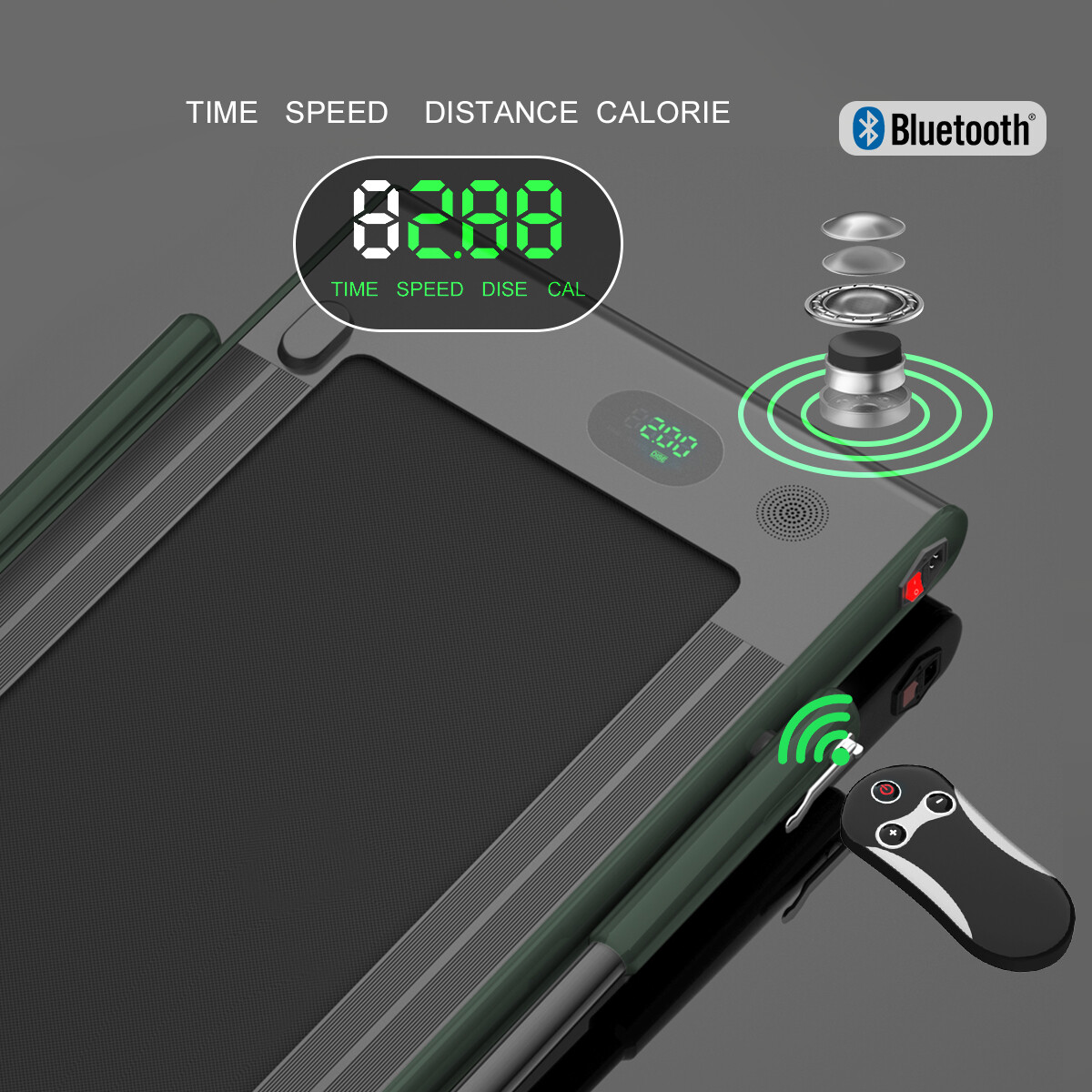 SuperFit 2.25HP 2 in 1 Folding Treadmill W/Blutooth Speaker Remote Control