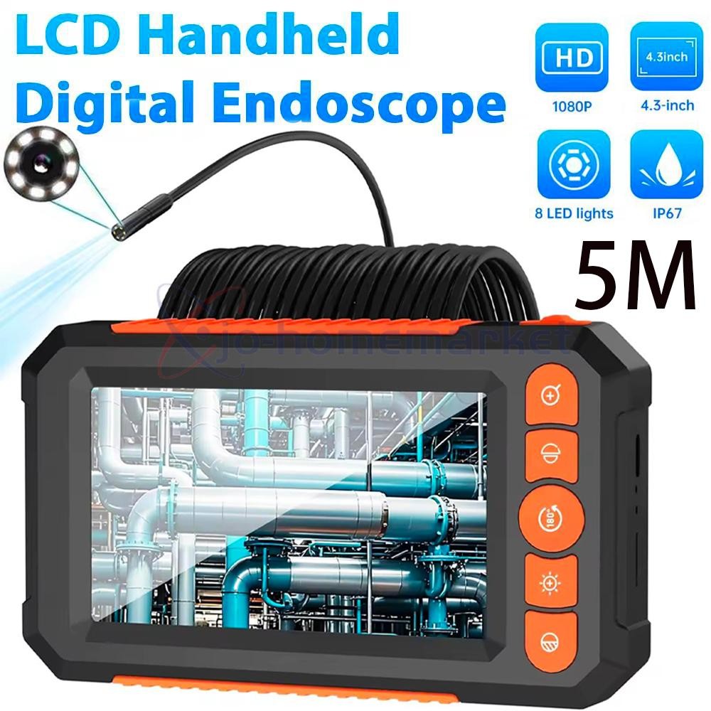 Endoscope Camera with Light, 4.3' IPS Screen 1080P HD Inspection Camera w/8 LED