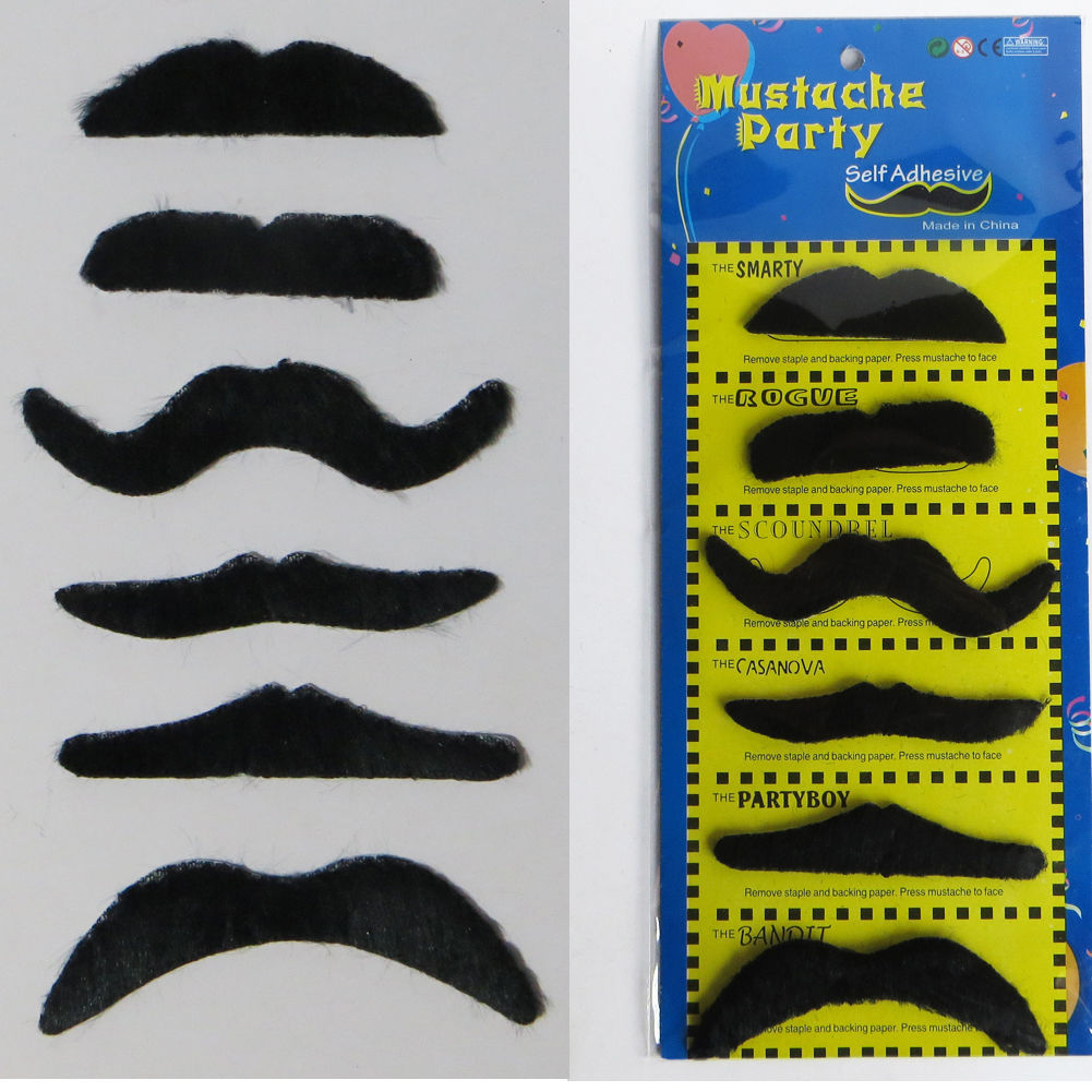 6pcs/set Stylish Costume Funny Party Fake Moustache Black - F/S NYS