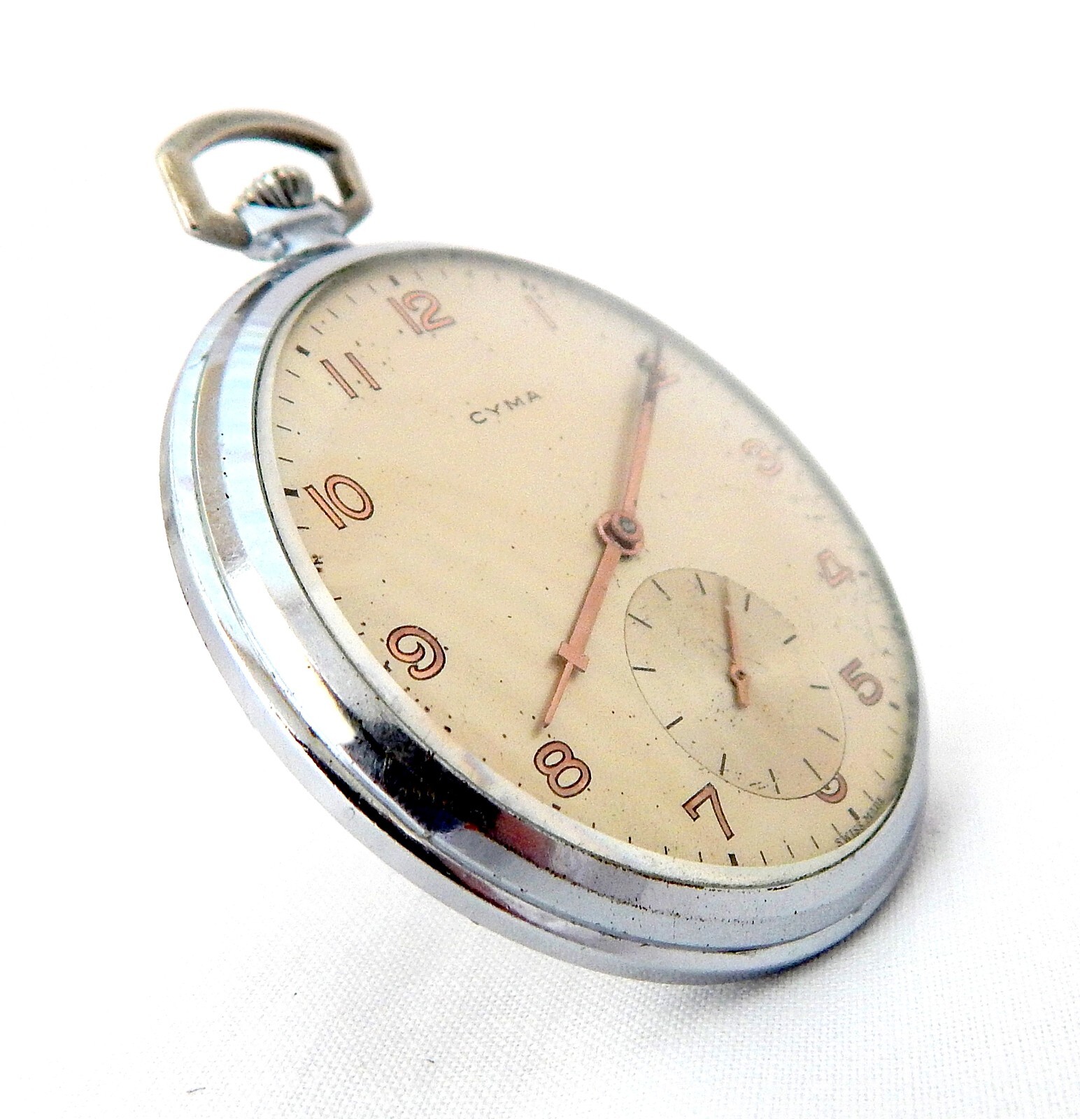 Antique Pocket Watch CYMA 15 Jewels Open Face Case Steel 48mm Circa 1920 Working