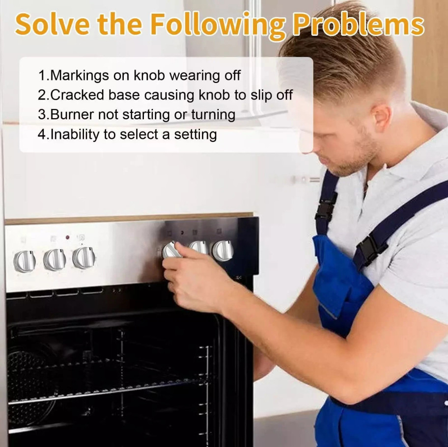 5 Pack Stainless Steel Look Control Knob Kits For GE Gas Range Stove WB03X24818