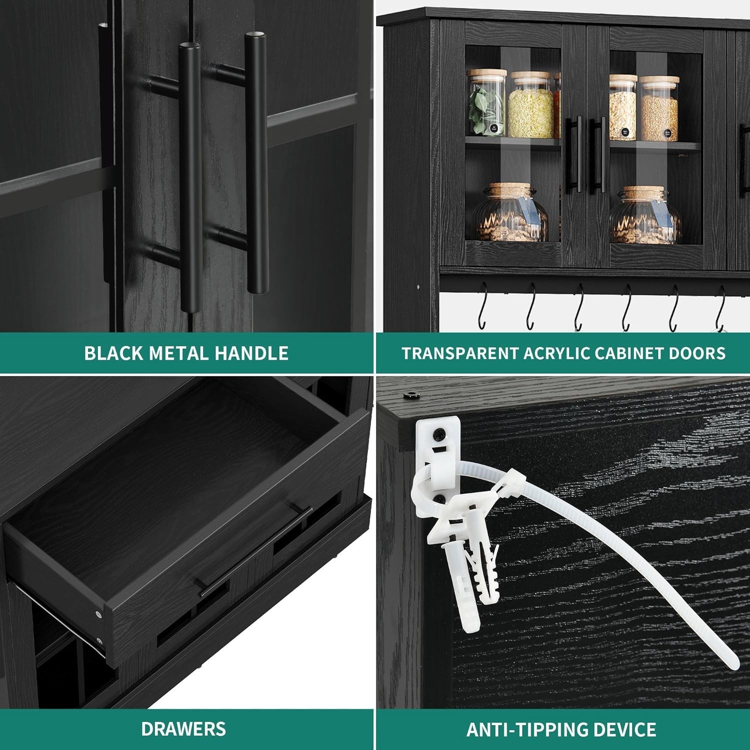 71'' Kitchen Pantry Storage Cabinet with Microwave Stand, Tall Freestanding ....