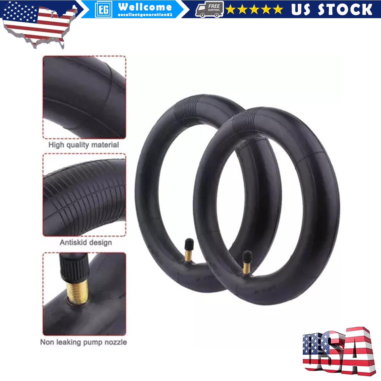 2pcs Inner 50/75-6.1 Tube for GOTRAX GXL Electric Scooter 8.5 Tire Replacement