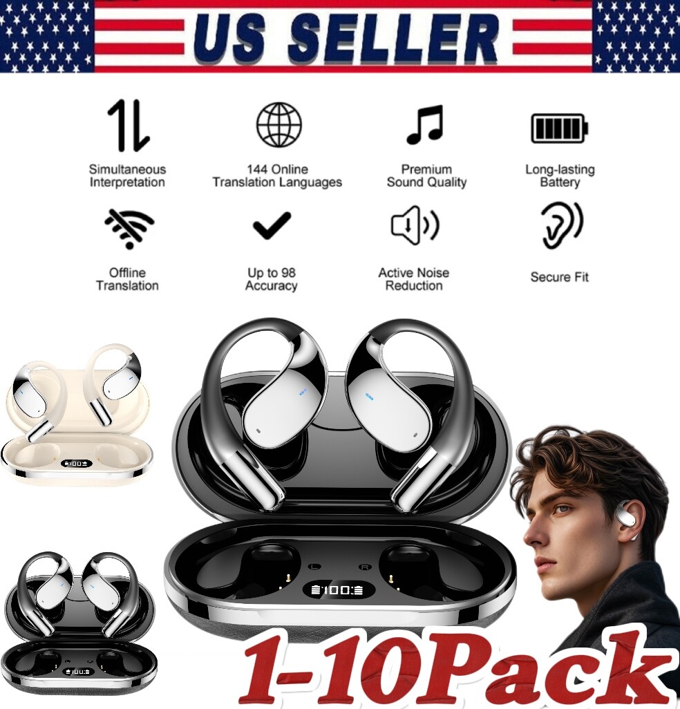 3In-1 Smart Voice Translation Earbuds 150+ Languages Real Time Translator US LOT