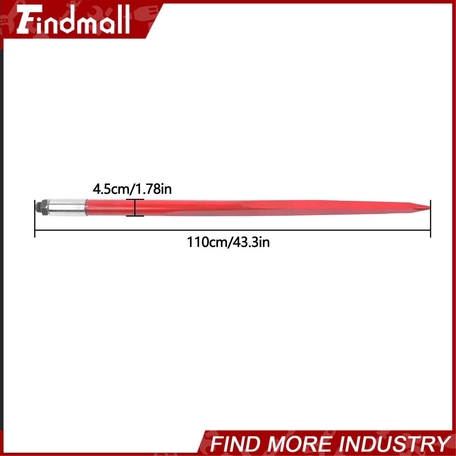 43" Hay Bale Spear Red 3000lbs Capacity Spike Fork Fit For Tractors Loaders 2Pcs