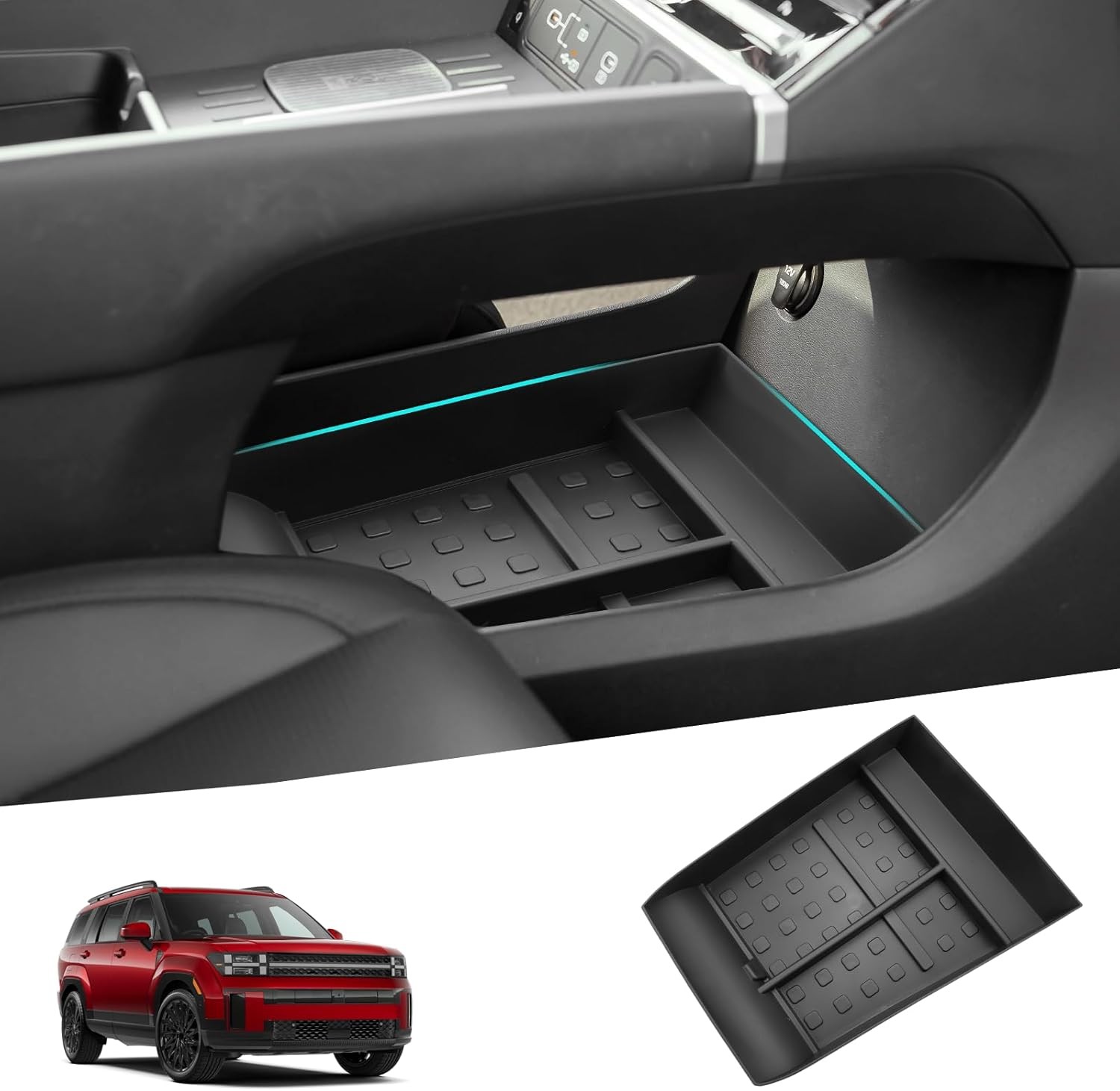 SHAOHAO for 2025 2026 Hyundai Santa Fe Under Console Organizer Tray for 2024 202