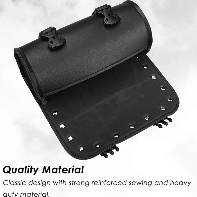 Leather Motorcycle Front Fork Rear Sissy Bar Tool Kit Holder Bag Pouch Storage