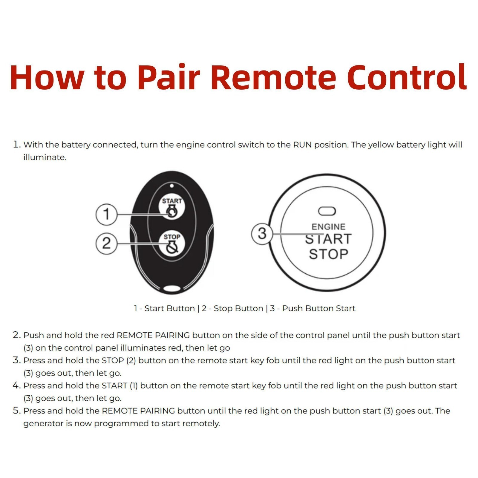 Remote Control Key Fob for Champion 3500/4000 Watts Non-Inverter Generator 46539