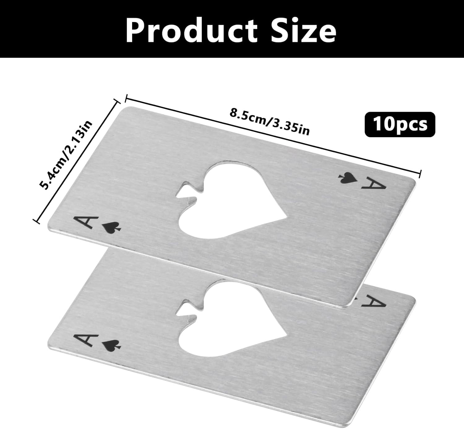 10 Pcs Ace of Spades Bottle Openers, Poker Card Bottle Openers, Stainless Steel