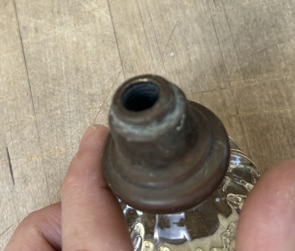 Vintage Brass Glass Door Knob w/bonus similar Matching Knob