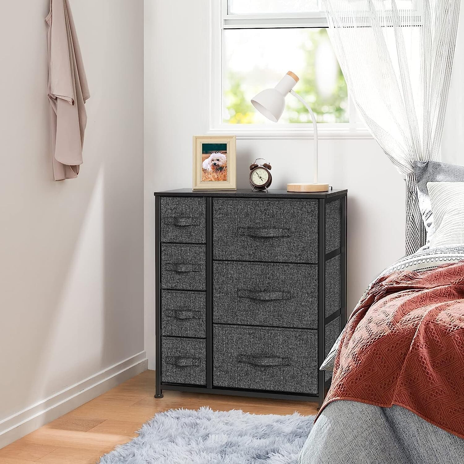 Storage Fabric Dresser 7 Drawer Chest of Organizer Tower Shelf Bedroom Furniture